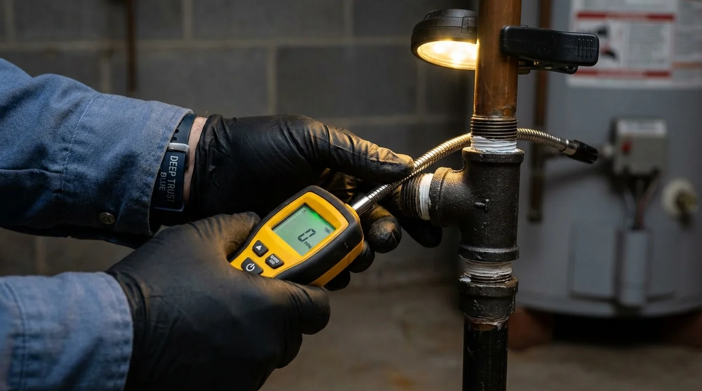Gas leak detection with electronic sniffer by Johns Plumbing LLC in Teague