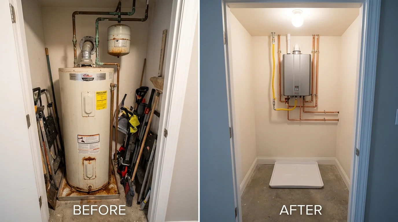 Tank water heater versus wall-mounted tankless unit comparison for Teague, TX homeowners