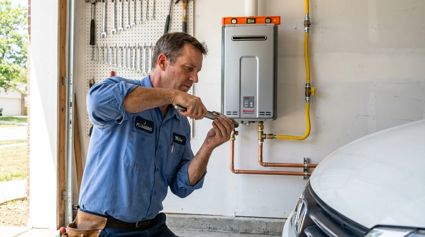 Tankless water heater installation by a Johns Plumbing LLC plumber in Teague